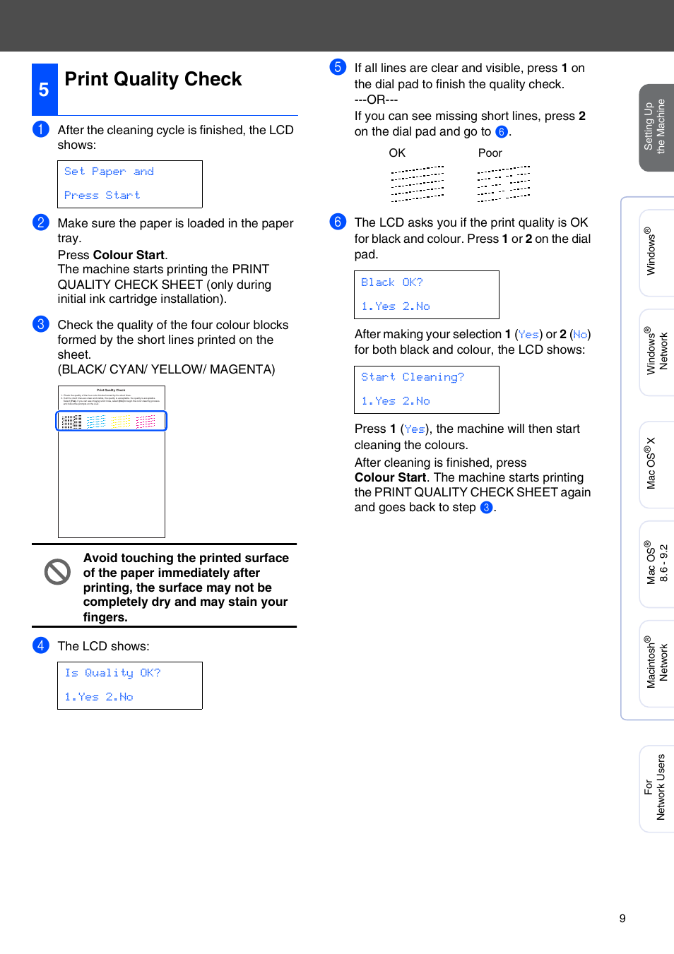 5 print quality check, Print quality check, 5print quality check | Brother MFC-5440CN User Manual | Page 11 / 37