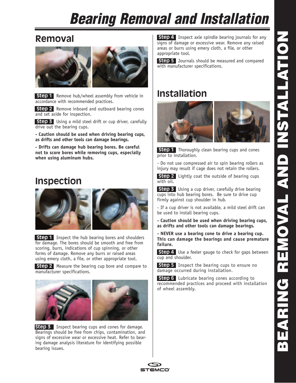 STEMCO Bearing Removal User Manual | 1 page