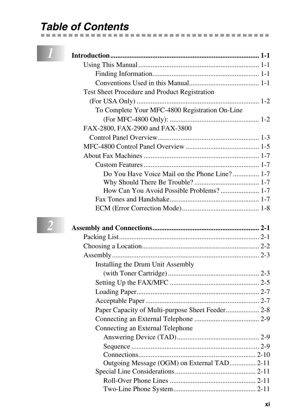 Brother fax2800 User Manual | Page 13 / 148