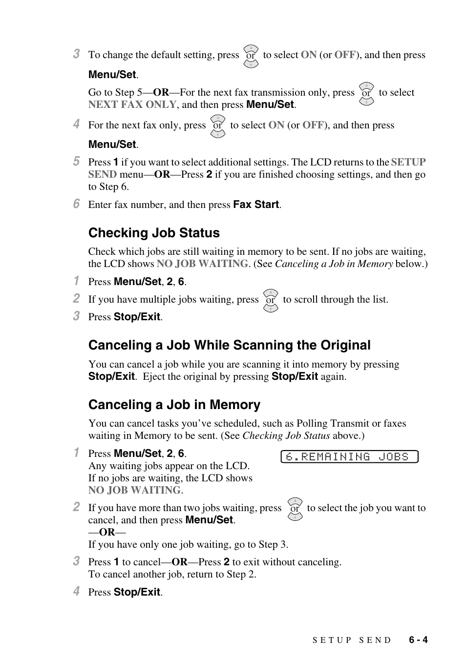 Checking job status, Canceling a job while scanning the original, Canceling a job in memory | Brother fax2800 User Manual | Page 67 / 148