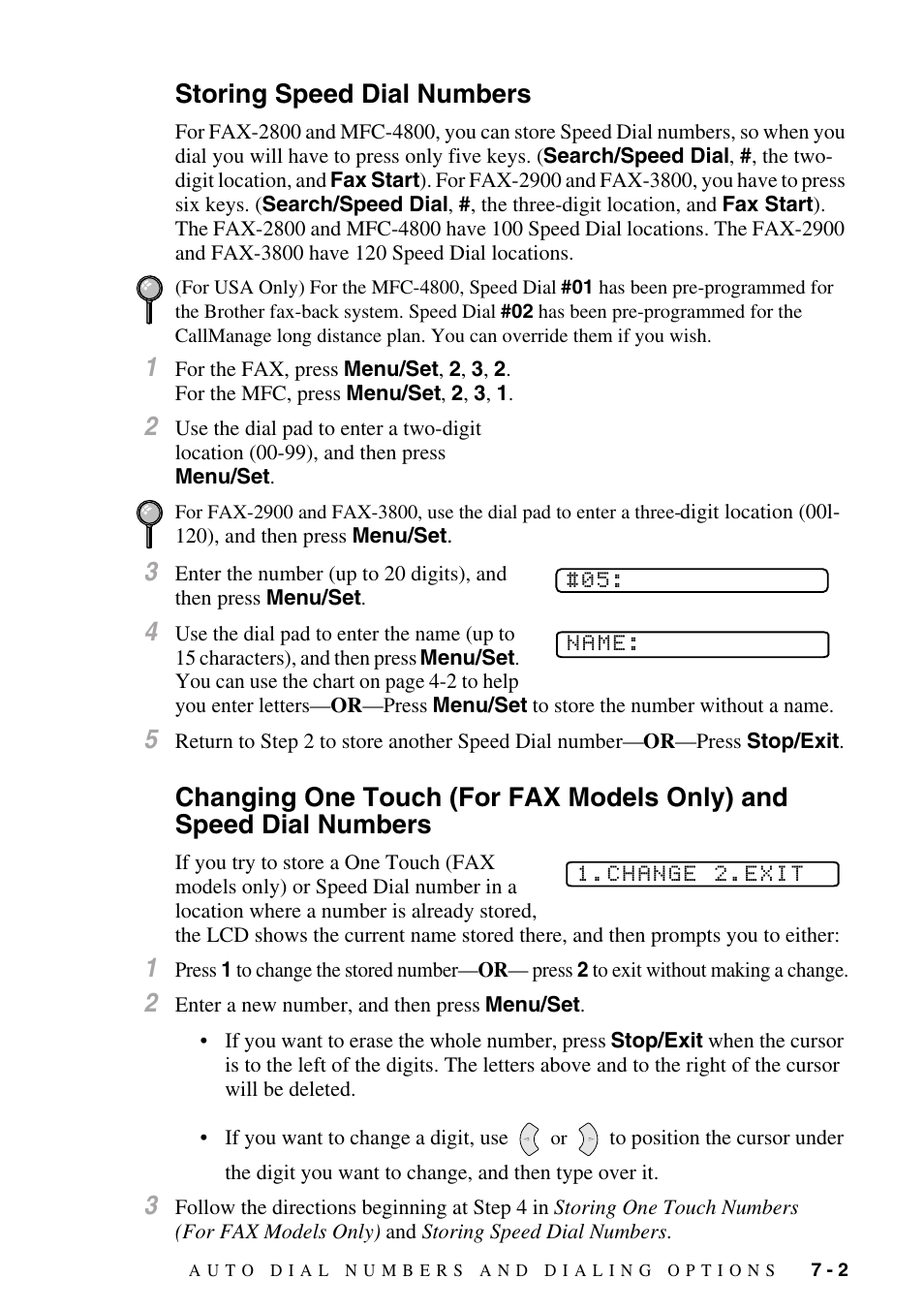 Storing speed dial numbers, Speed dial numbers -2 | Brother fax2800 User Manual | Page 75 / 148