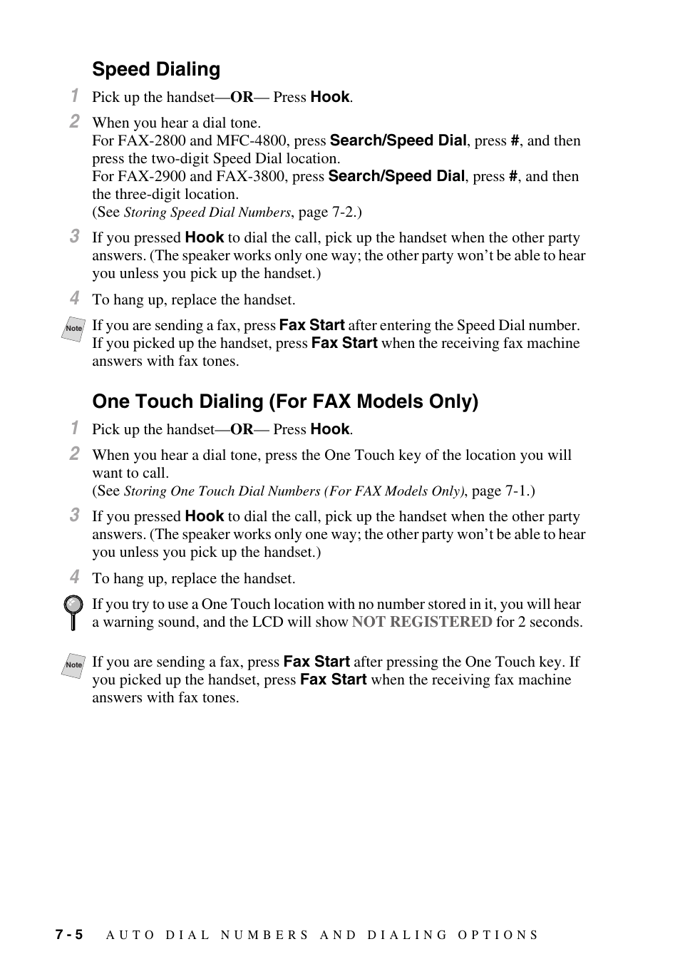 Speed dialing, One touch dialing (for fax models only), Can call using search. (see | Dialed. (see, Speed dialing 1, One touch dialing (for fax models only) 1 | Brother fax2800 User Manual | Page 78 / 148