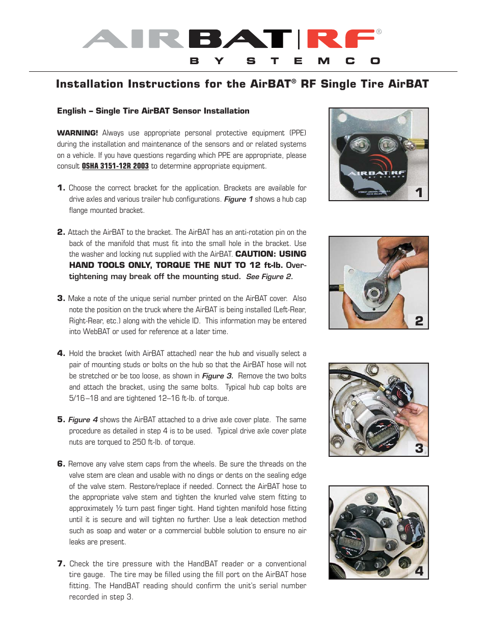 STEMCO Single Tire AirBat RF User Manual | 2 pages