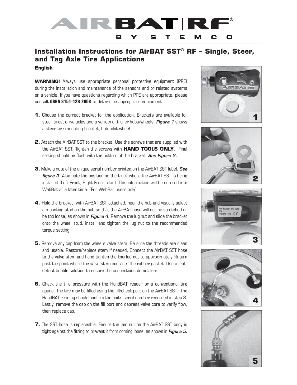 STEMCO AirBAT SST RF User Manual | 2 pages