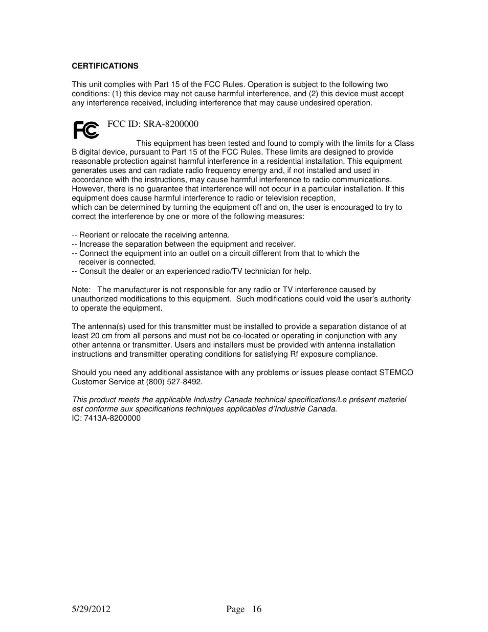 STEMCO HandBAT RF User Manual | Page 16 / 17