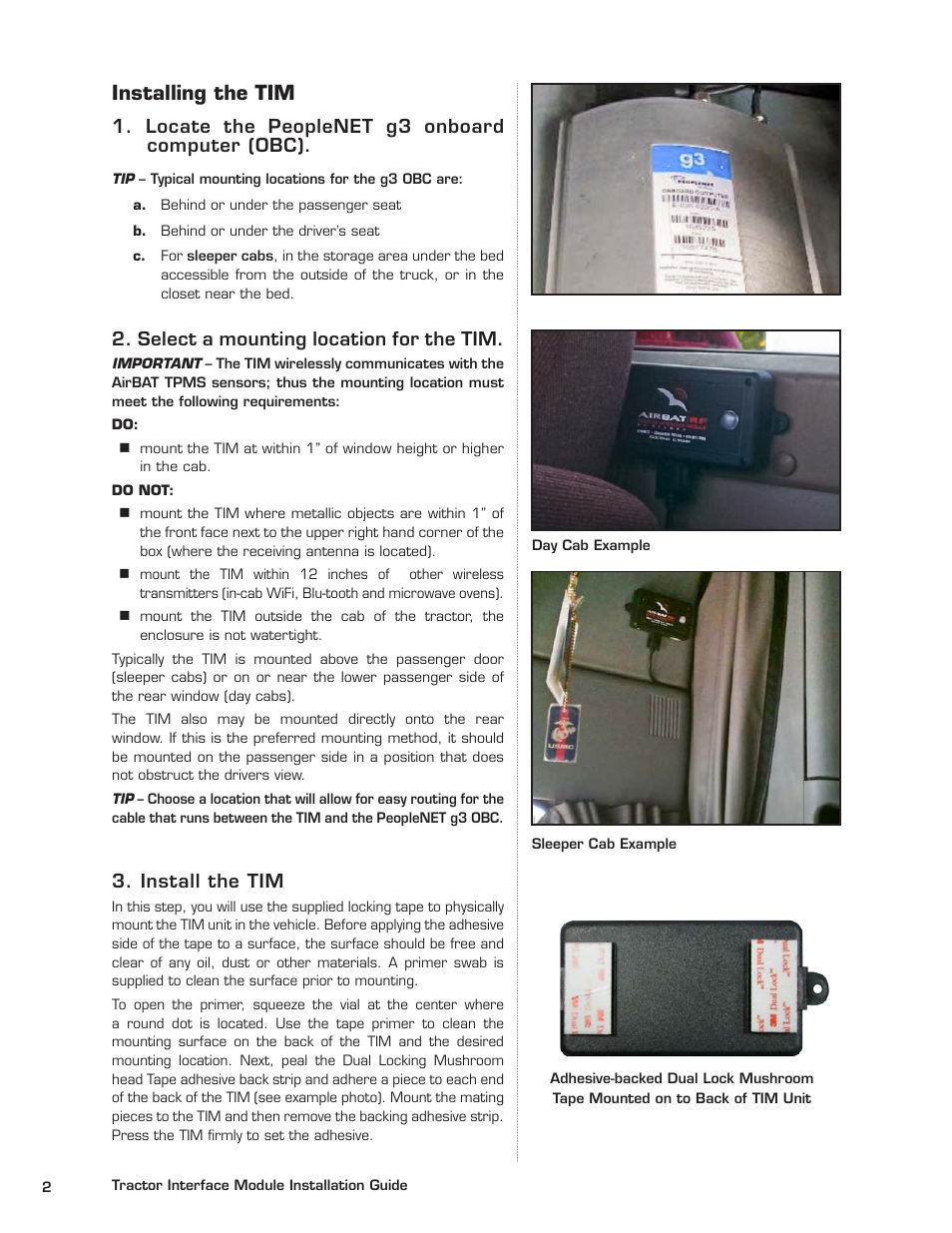 Installing the tim | STEMCO 821-7001 BatRF Tractor Interface Module User Manual | Page 4 / 9