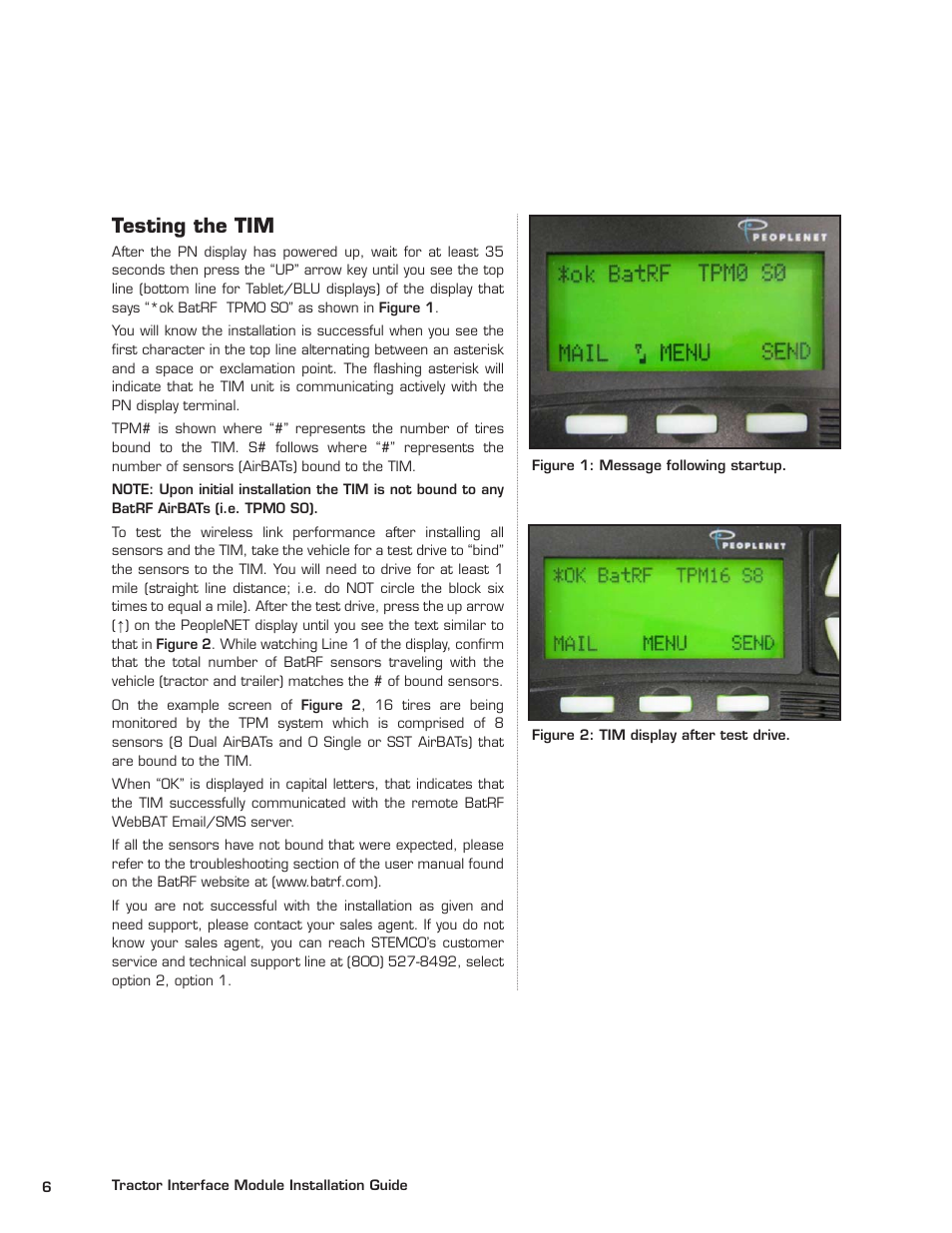 Testing the tim | STEMCO 821-7001 BatRF Tractor Interface Module User Manual | Page 8 / 9