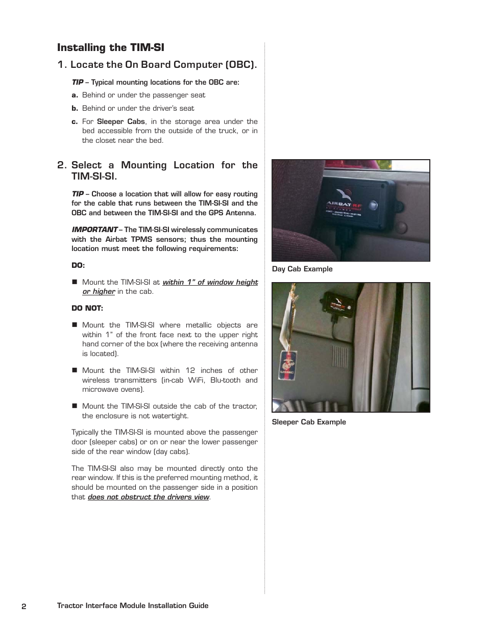 Installing the tim-si | STEMCO 821-7002 BatRF Tractor Interface Module - Switch Input (TIM-SI) User Manual | Page 4 / 7