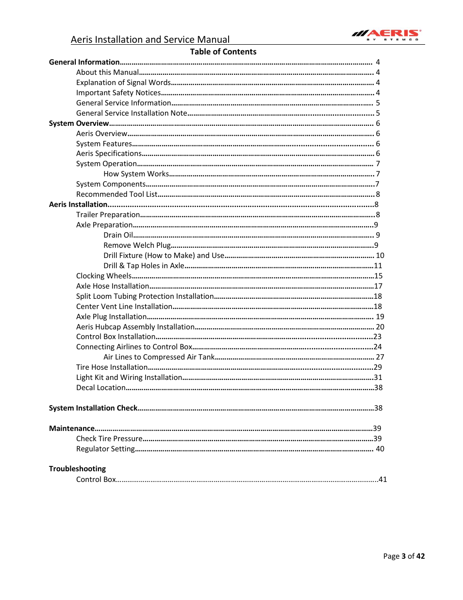 Aeris installation and service manual | STEMCO Aeris User Manual | Page 3 / 42