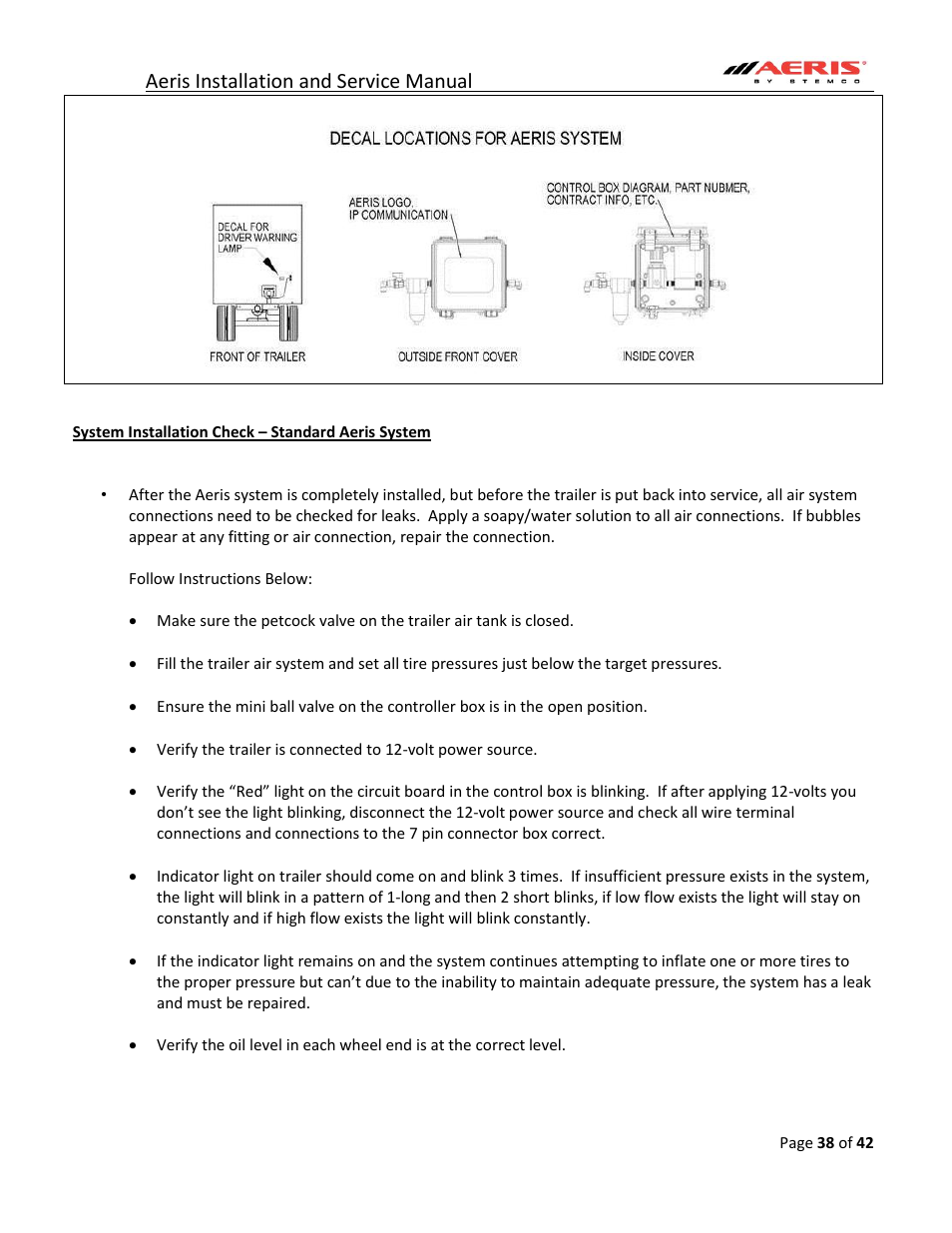 Aeris installation and service manual | STEMCO Aeris User Manual | Page 38 / 42