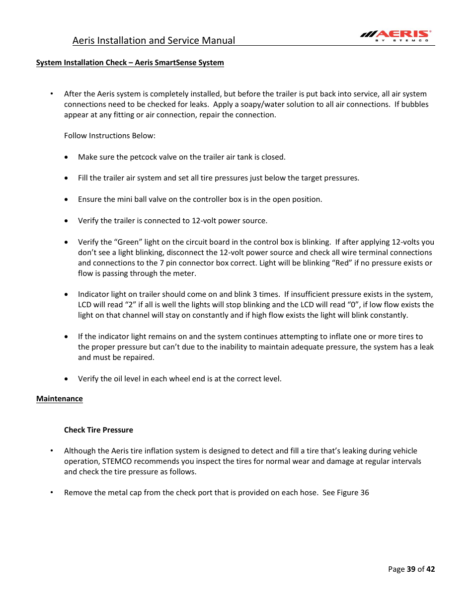 Aeris installation and service manual | STEMCO Aeris User Manual | Page 39 / 42