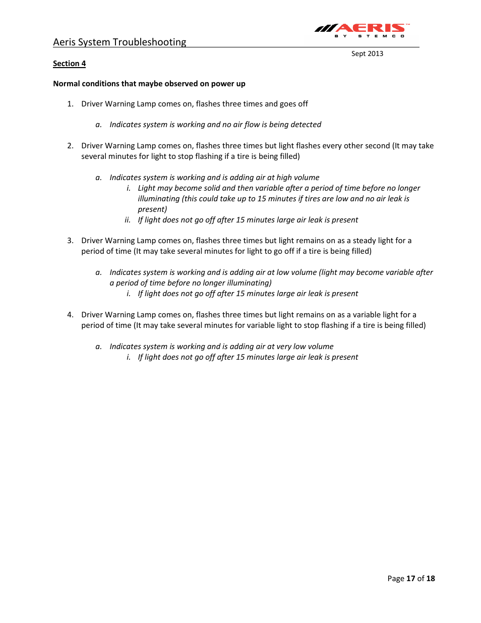 Aeris system troubleshooting | STEMCO Aeris Inflation System Troubleshooting User Manual | Page 17 / 18