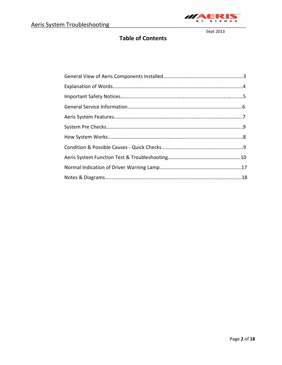 STEMCO Aeris Inflation System Troubleshooting User Manual | Page 2 / 18