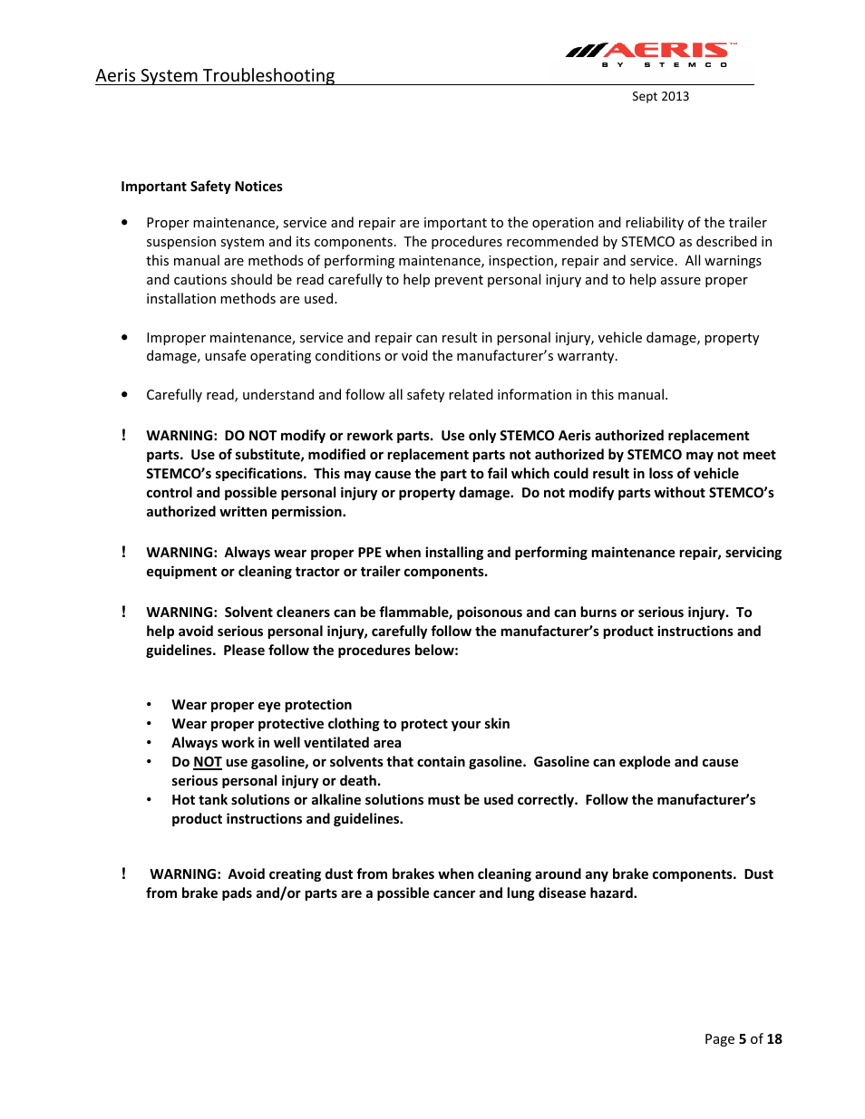 Aeris system troubleshooting | STEMCO Aeris Inflation System Troubleshooting User Manual | Page 5 / 18