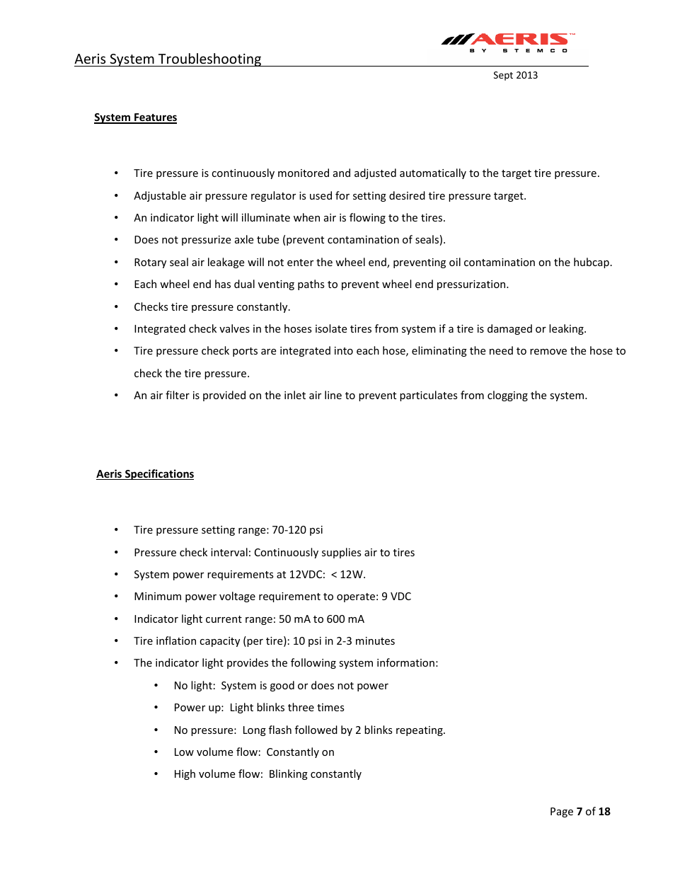 Aeris system troubleshooting | STEMCO Aeris Inflation System Troubleshooting User Manual | Page 7 / 18