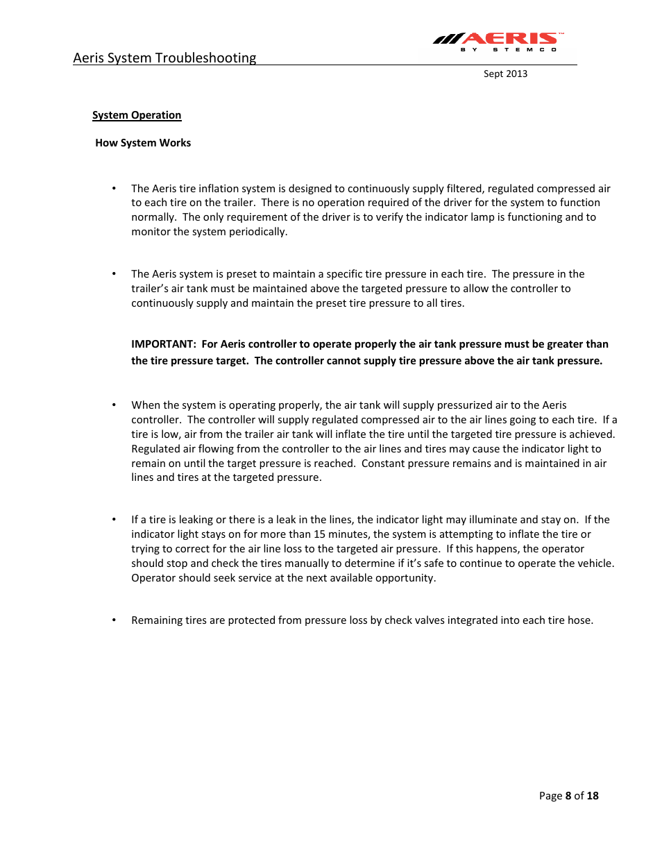 Aeris system troubleshooting | STEMCO Aeris Inflation System Troubleshooting User Manual | Page 8 / 18