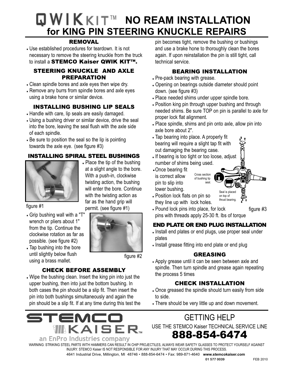 STEMCO Qwik Kit King Pin Repairs User Manual | 1 page
