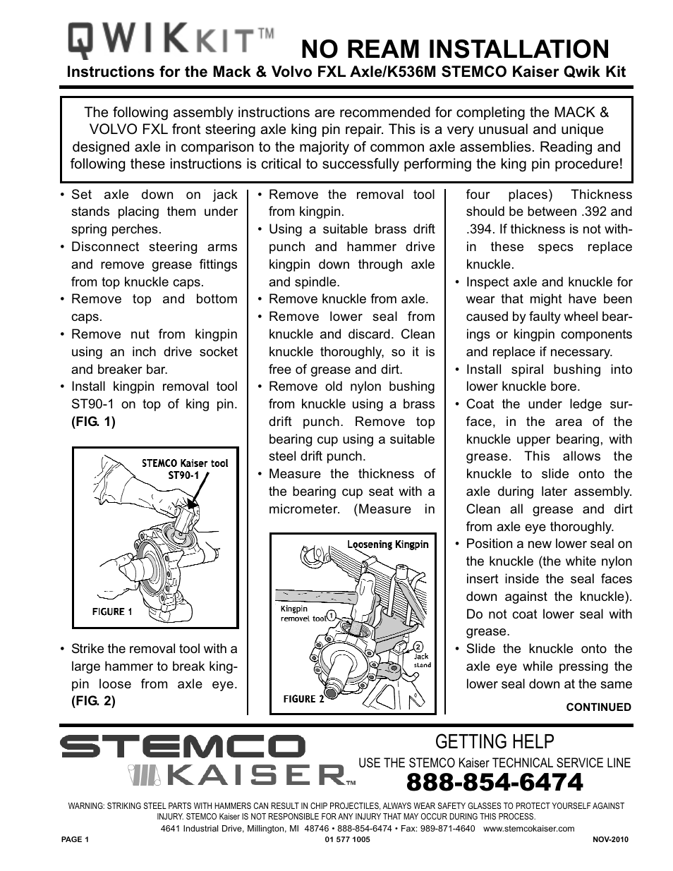 STEMCO Mack Volvo fxl User Manual | 2 pages