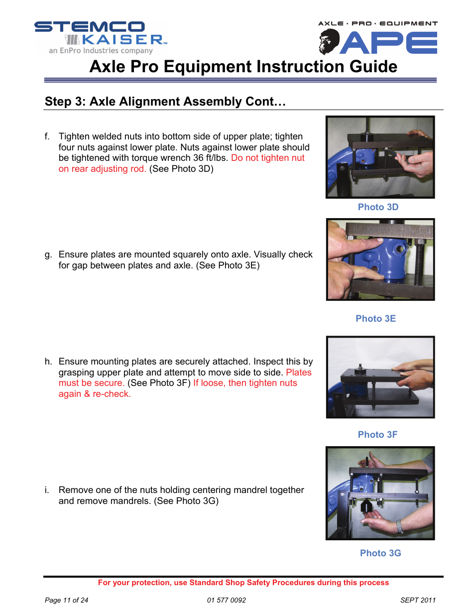 Axle pro equipment instruction guide, Step 3: axle alignment assembly cont | STEMCO Axle Pro User Manual | Page 11 / 24