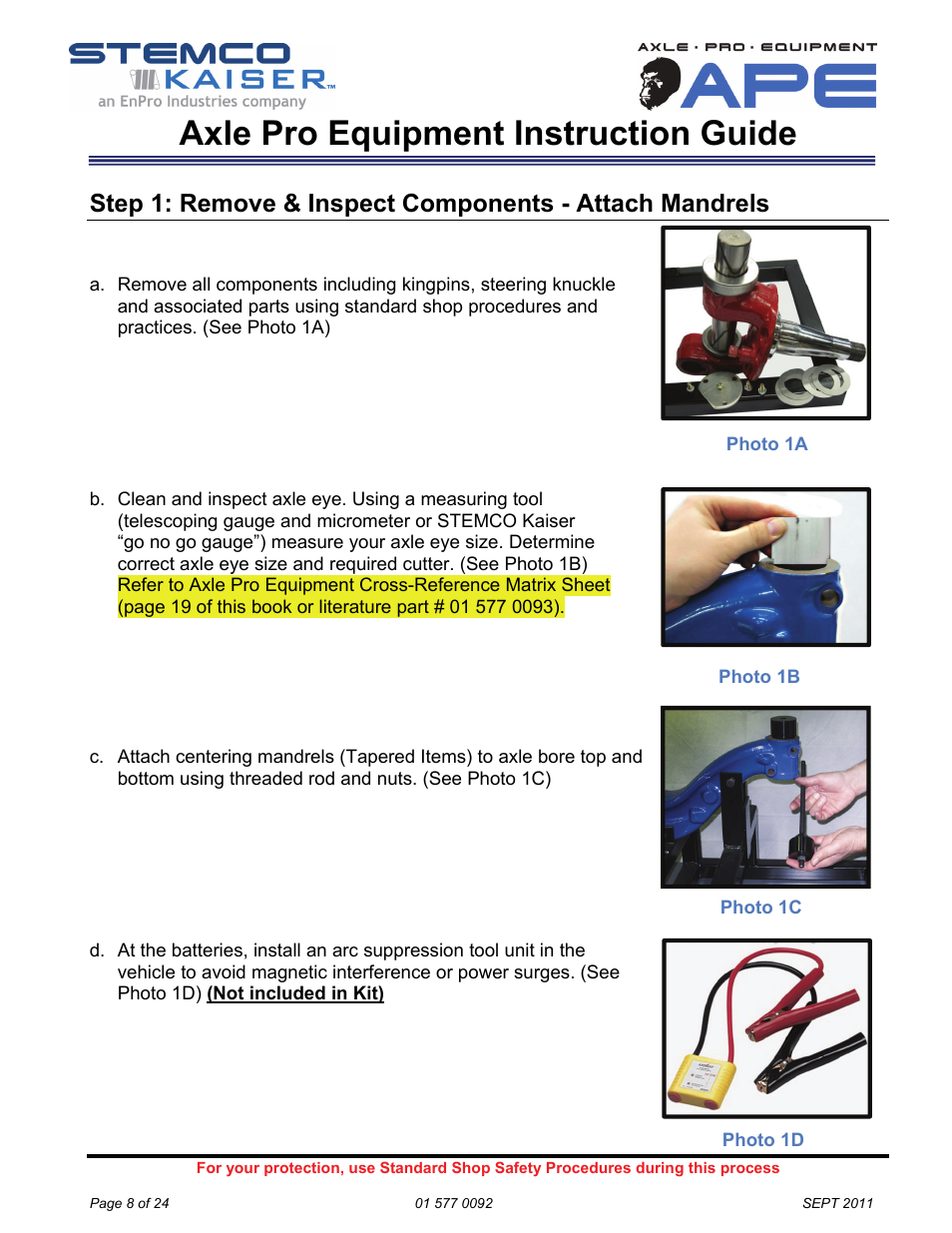 Axle pro equipment instruction guide | STEMCO Axle Pro User Manual | Page 8 / 24