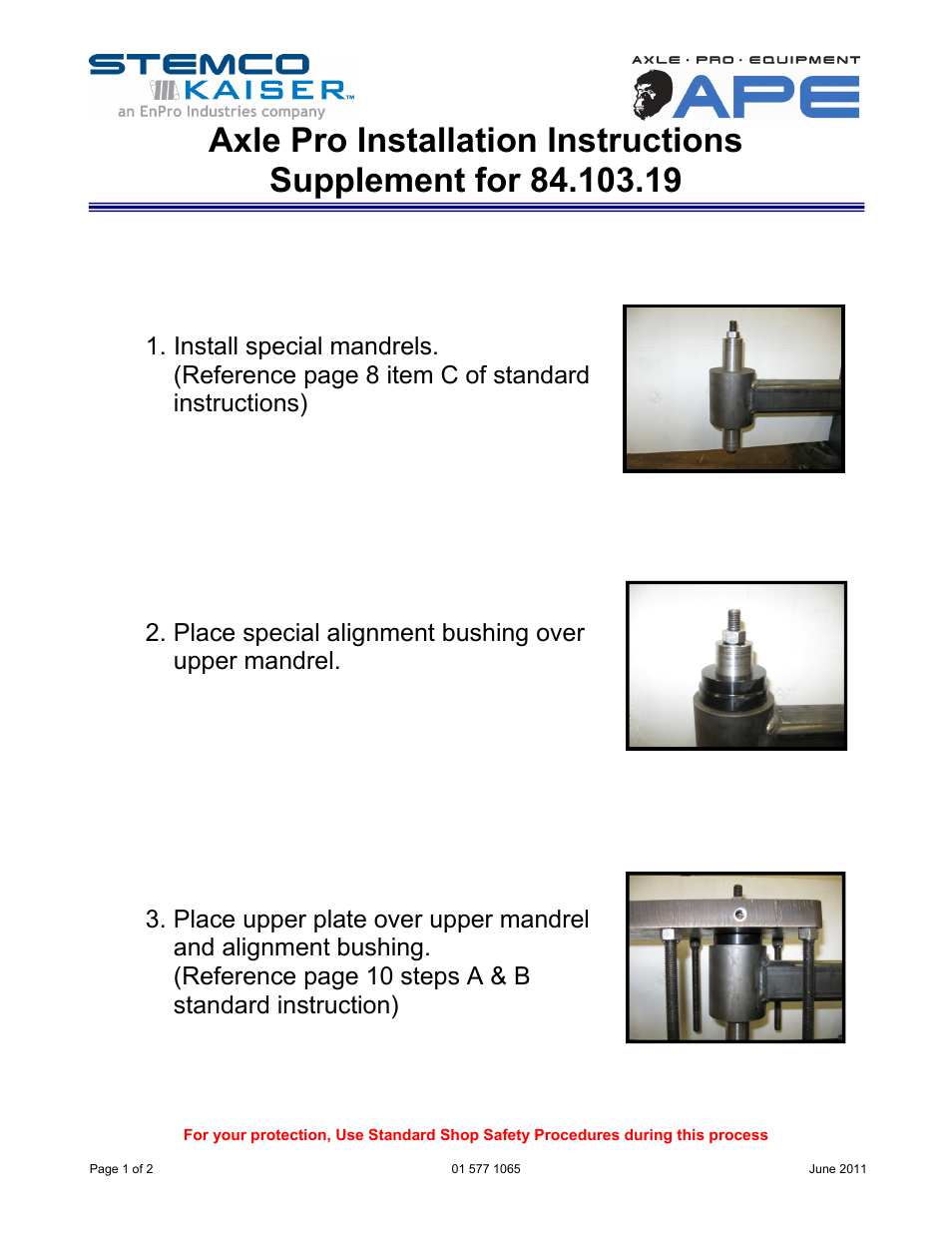STEMCO 84.103.19 Axle Pro User Manual | 2 pages
