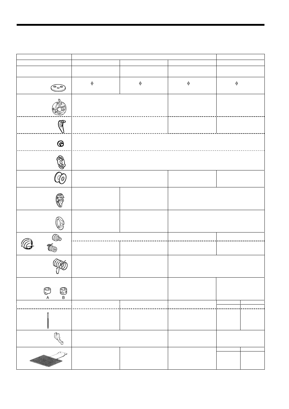 Gauge parts list according to subclasses | Brother BAS-311F-L User Manual | Page 73 / 81