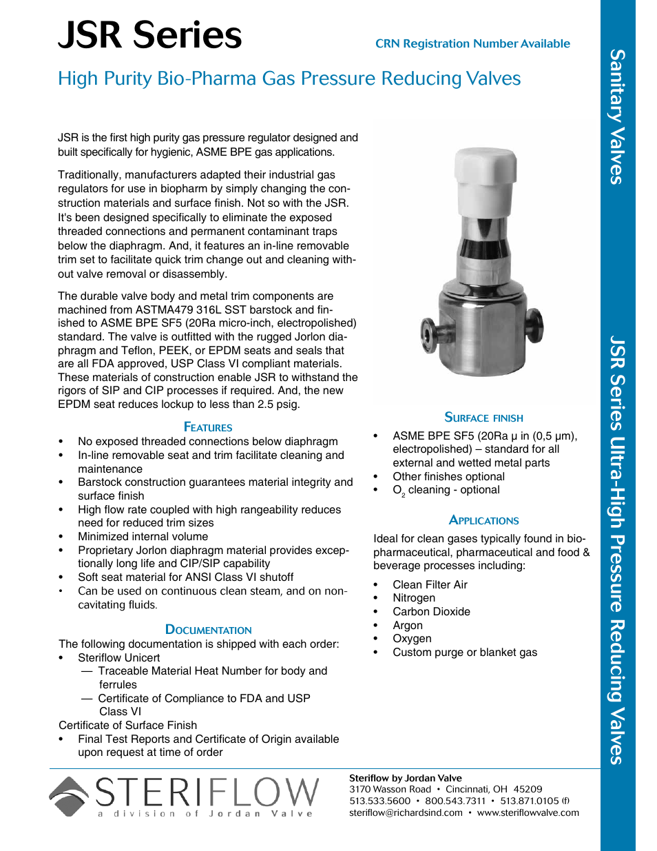 Steriflow JSR Series User Manual | 8 pages