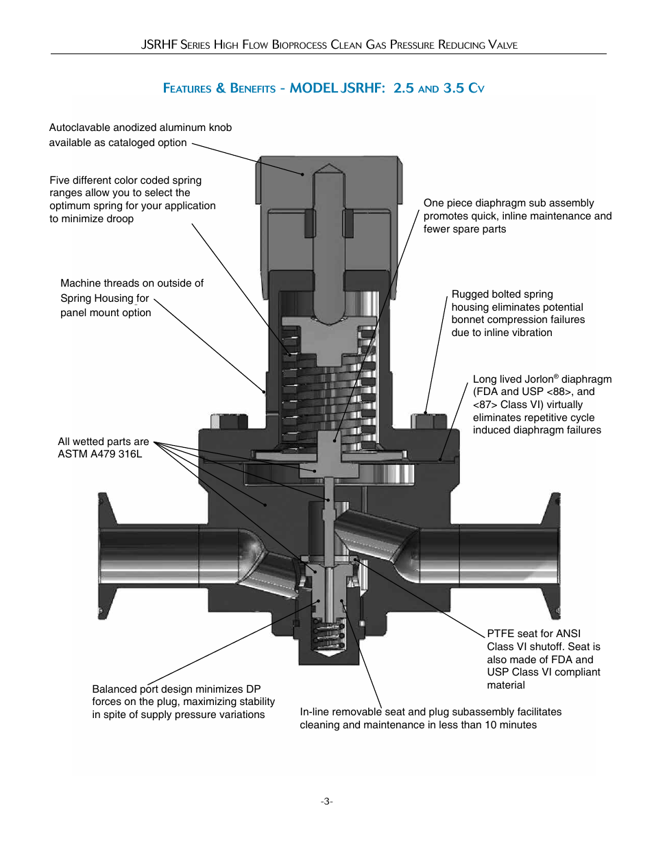 Model jsrhf: 2.5 | Steriflow JSRHF Series User Manual | Page 3 / 6