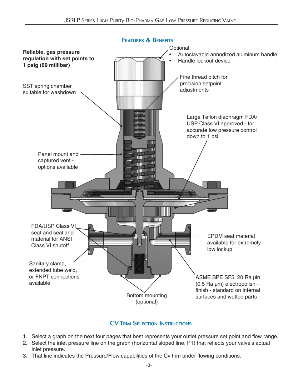 Cv t | Steriflow JSRLP Series User Manual | Page 3 / 12