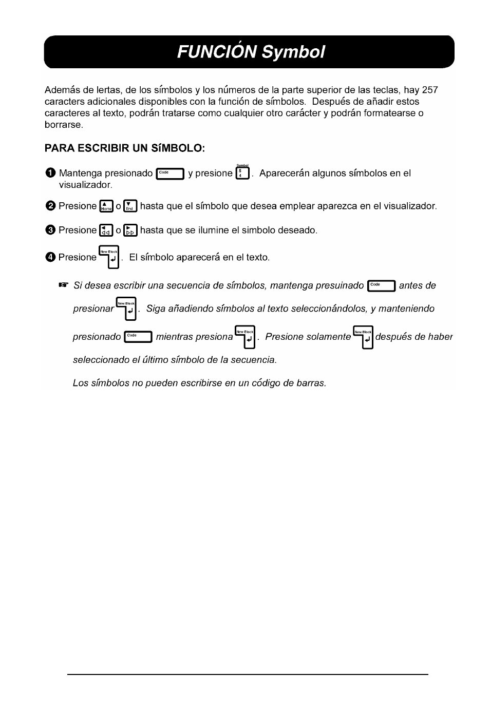 Funcion symbol | Brother P-touch 550 User Manual | Page 176 / 210
