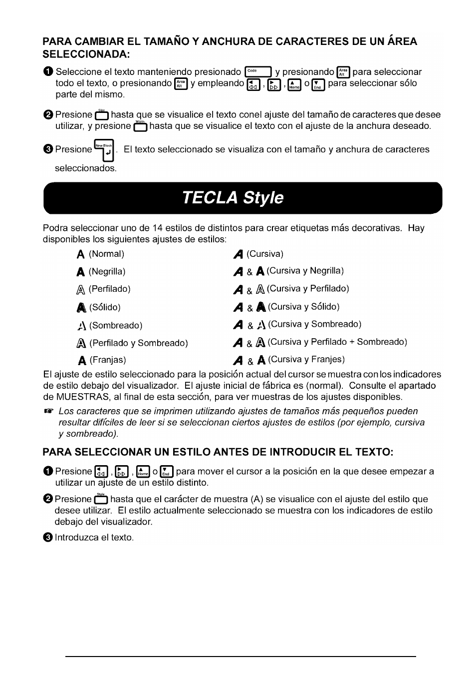 Tecla style | Brother P-touch 550 User Manual | Page 186 / 210