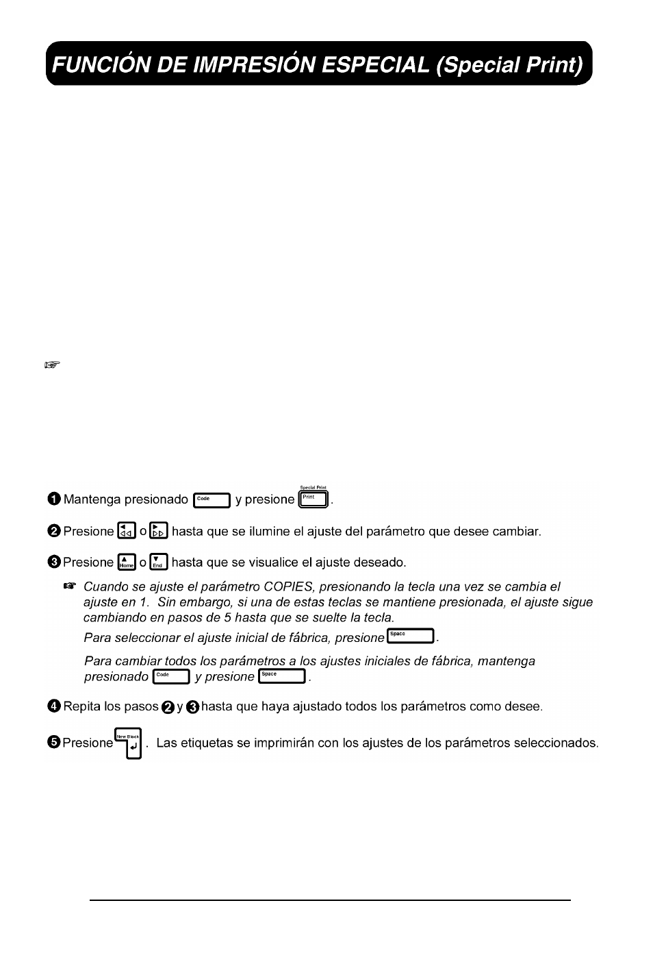 Funcion de impresion especial | Brother P-touch 550 User Manual | Page 203 / 210