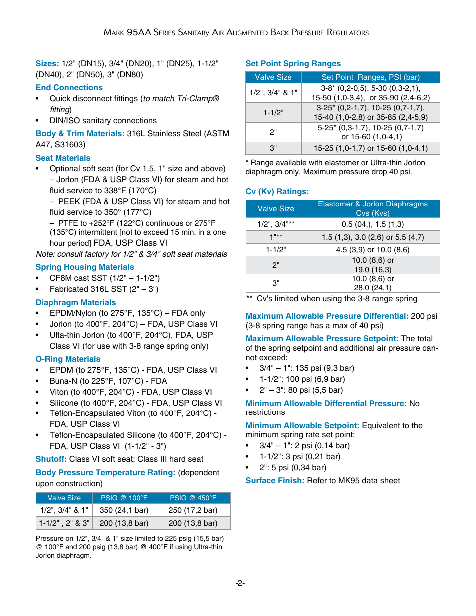 Steriflow Mark 95AA Series User Manual | Page 2 / 6