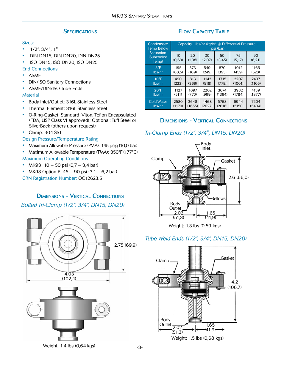 Steriflow Mark 93 Series User Manual | Page 3 / 9