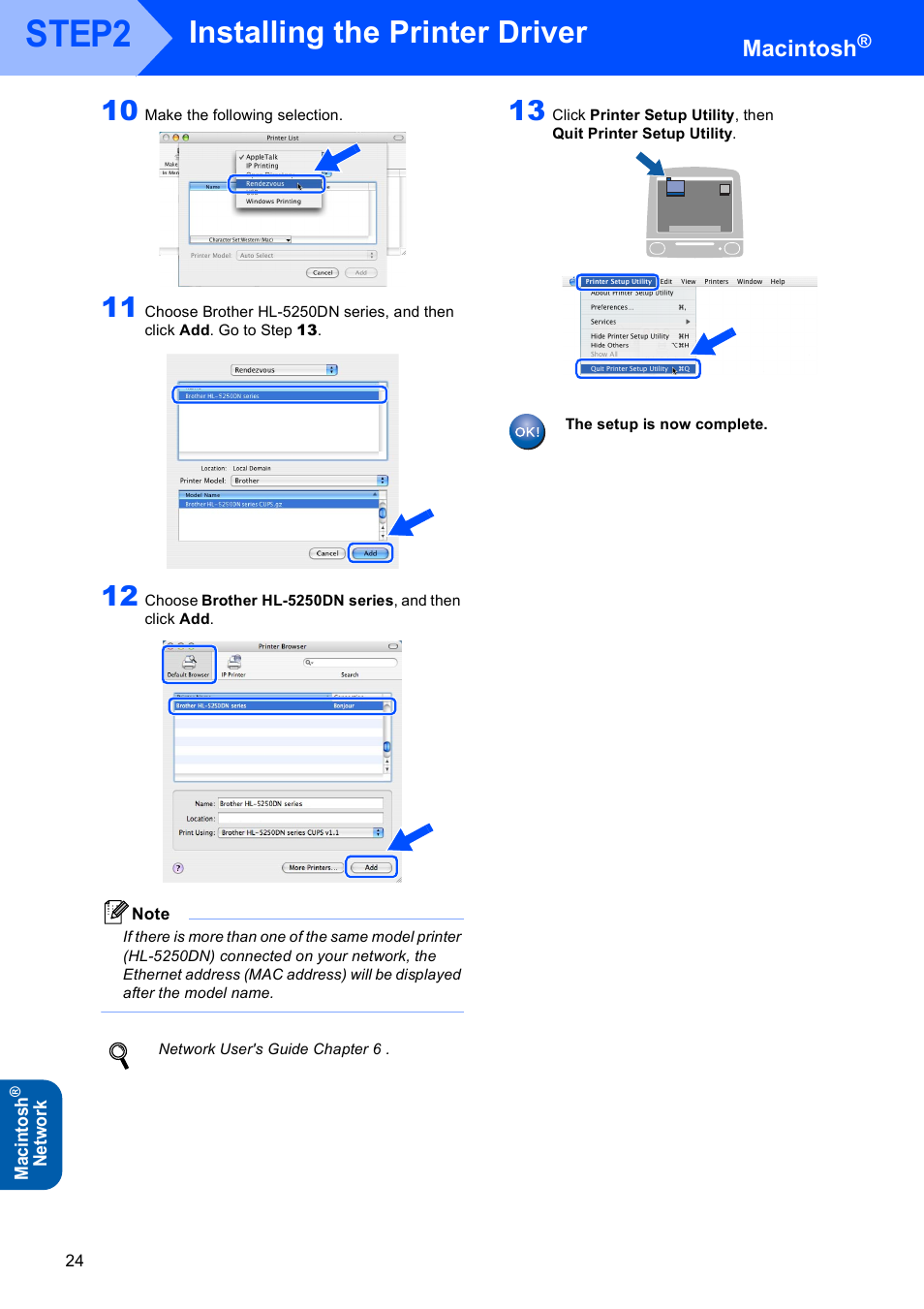 Step2, Installing the printer driver, Macintosh | Brother HL-5240L User Manual | Page 26 / 34