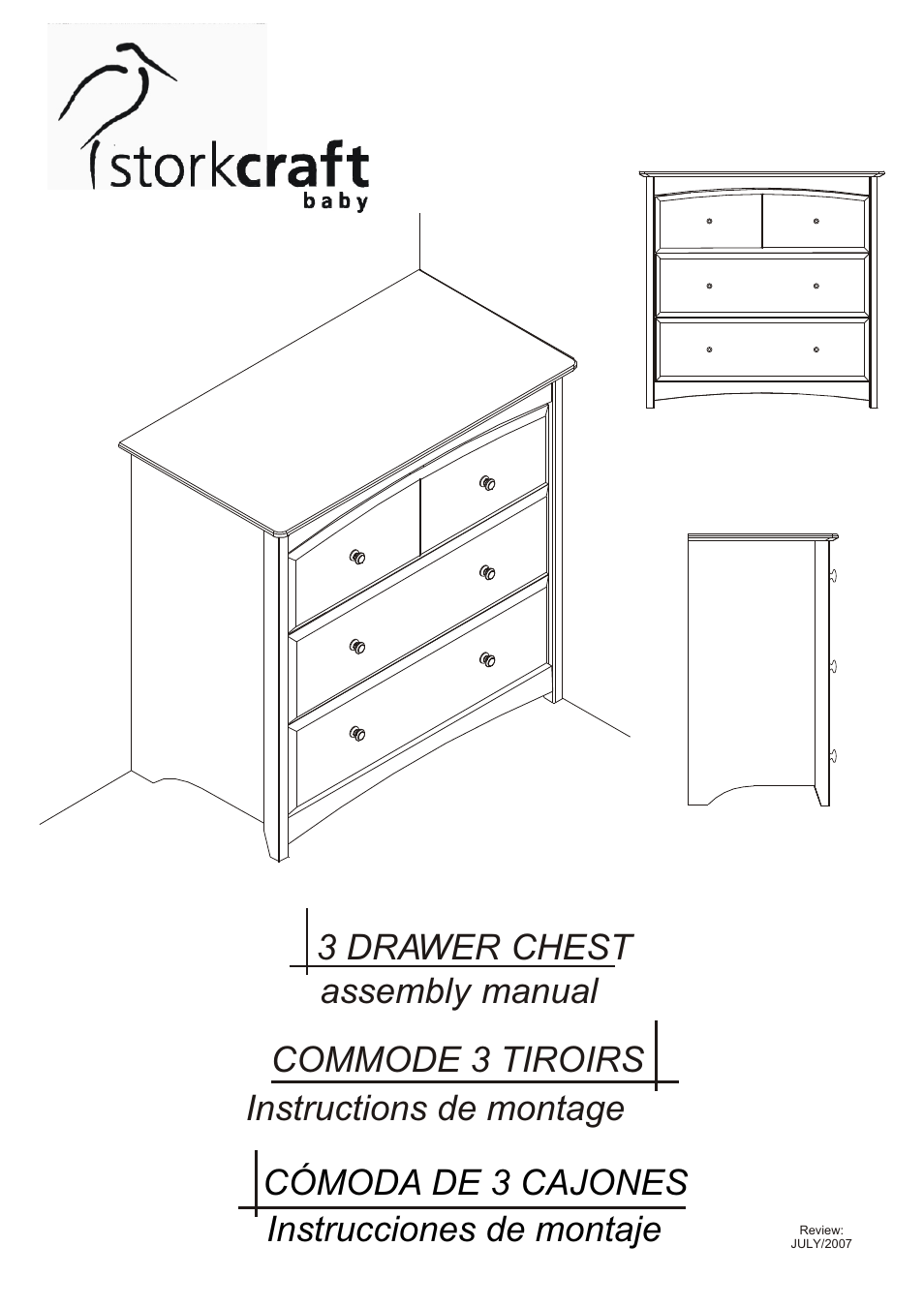 Storkcraft Beatrice 3 Drawer Chest User Manual | 13 pages