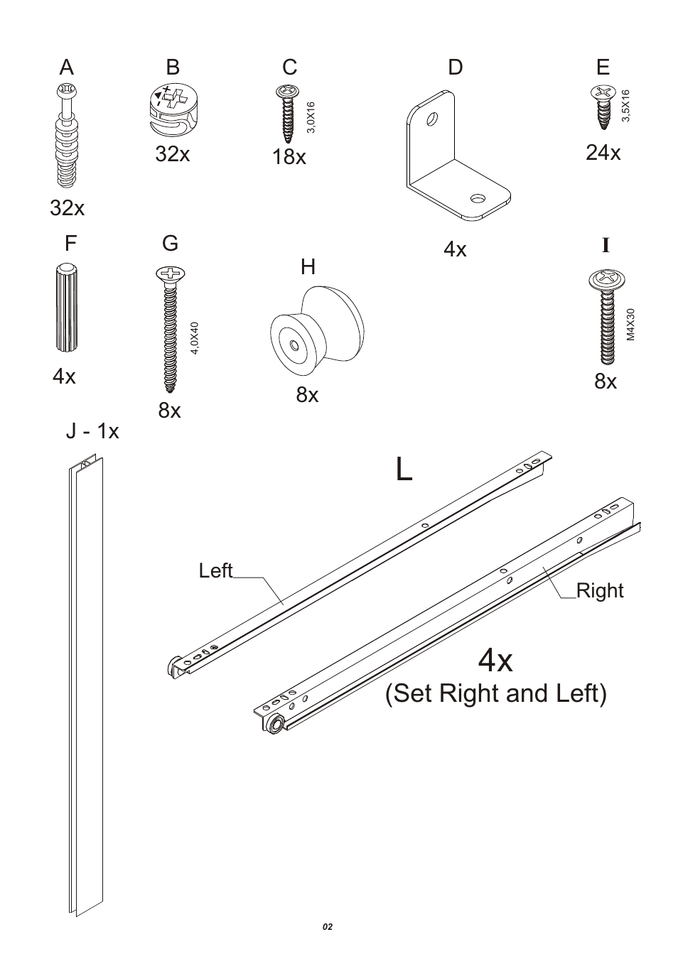 Set right and left), Left right | Storkcraft Beatrice 4 Drawer Chest User Manual | Page 3 / 13