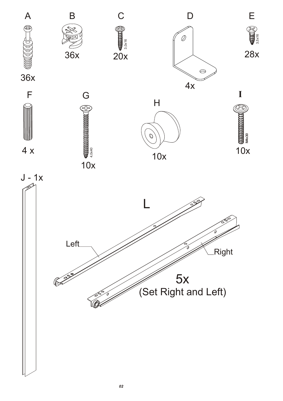 Set right and left), Left right | Storkcraft Beatrice 5 Drawer Chest User Manual | Page 3 / 13