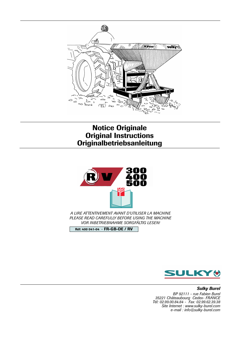 Sulky Monorotor V 500 User Manual | 77 pages