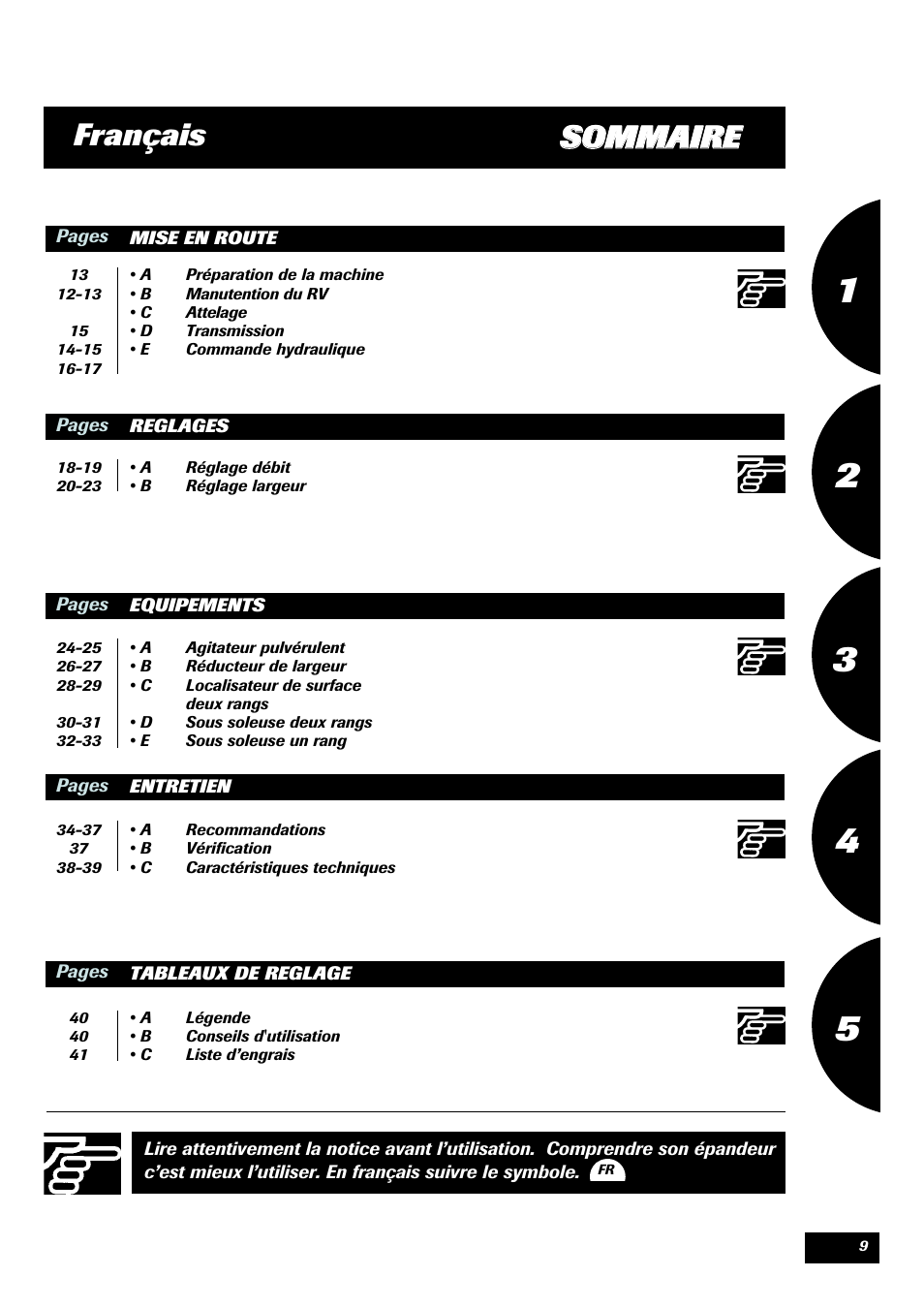 Sso om mm ma aiir re e français | Sulky Monorotor V 500 User Manual | Page 11 / 77