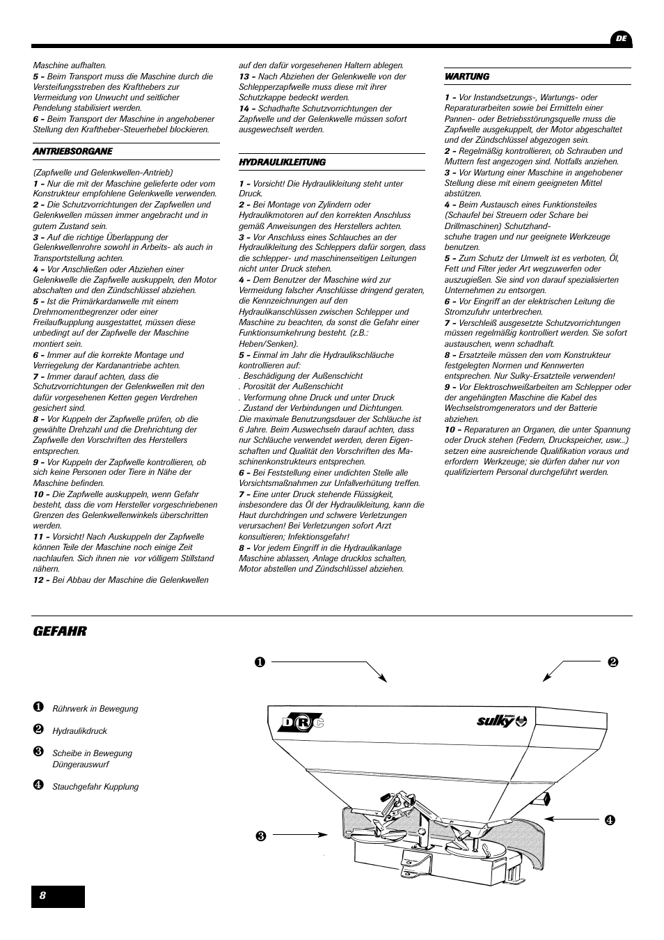 Gefahr | Sulky DRC User Manual | Page 10 / 55