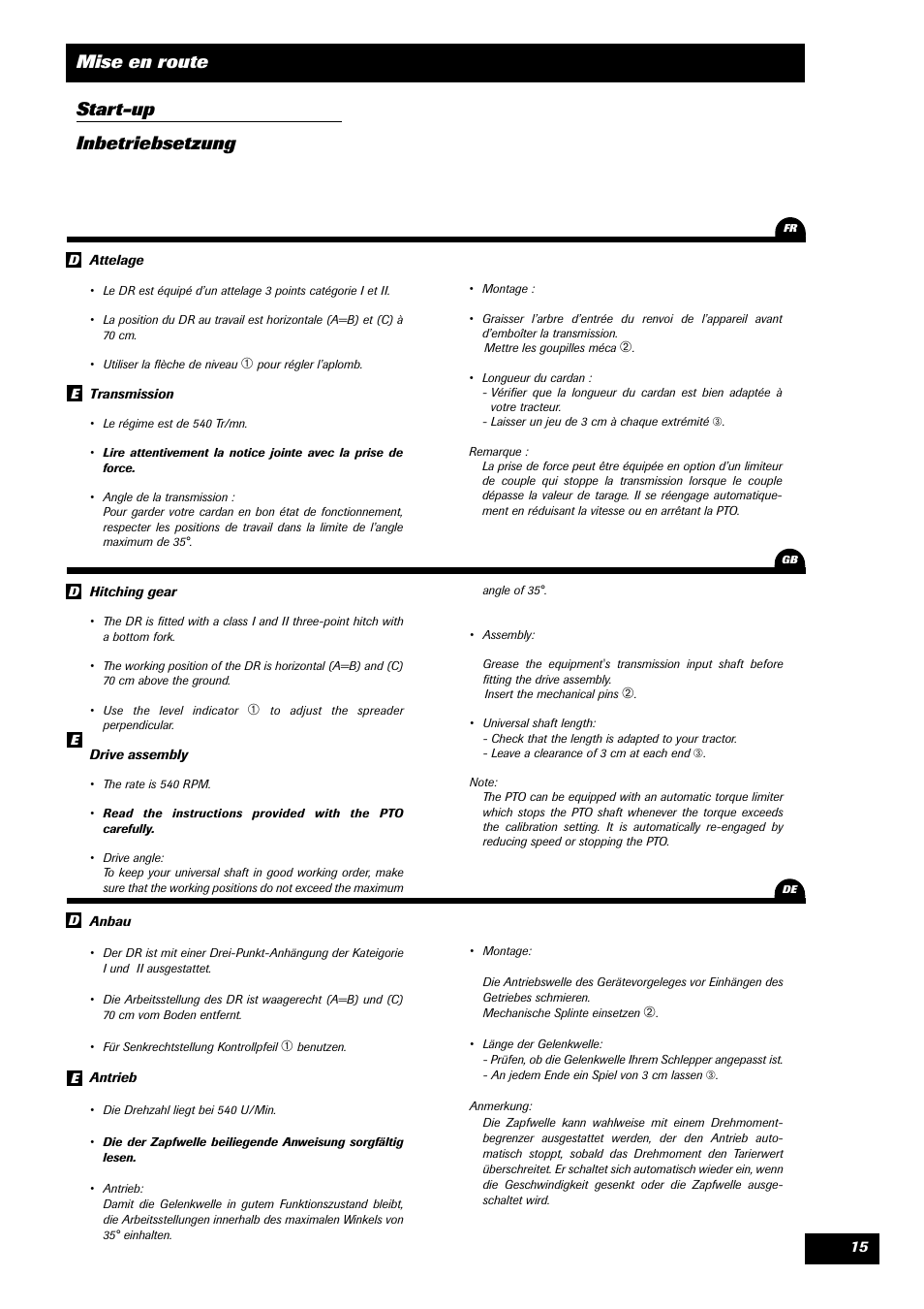 Mise en route start-up inbetriebsetzung | Sulky DRC User Manual | Page 17 / 55