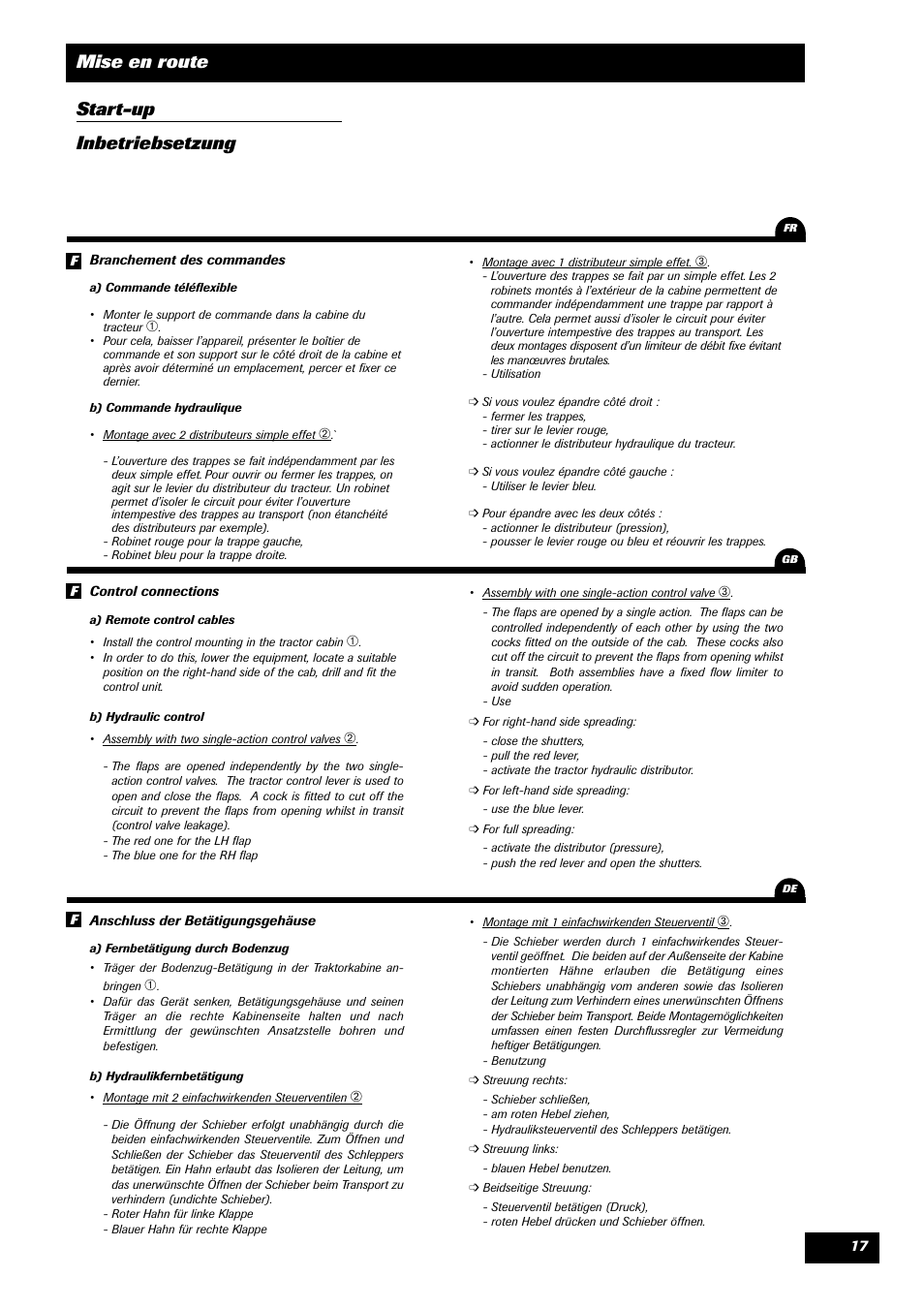 Mise en route start-up inbetriebsetzung | Sulky DRC User Manual | Page 19 / 55