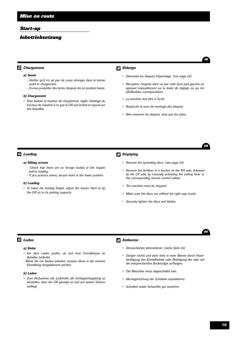 Mise en route start-up inbetriebsetzung | Sulky DRC User Manual | Page 21 / 55