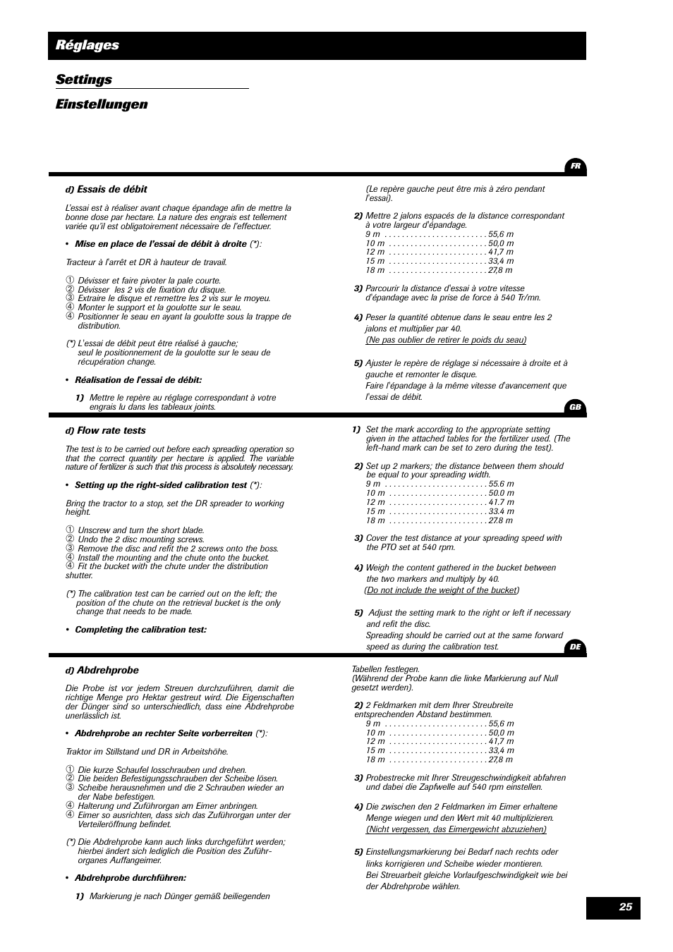 Réglages settings einstellungen | Sulky DRC User Manual | Page 27 / 55