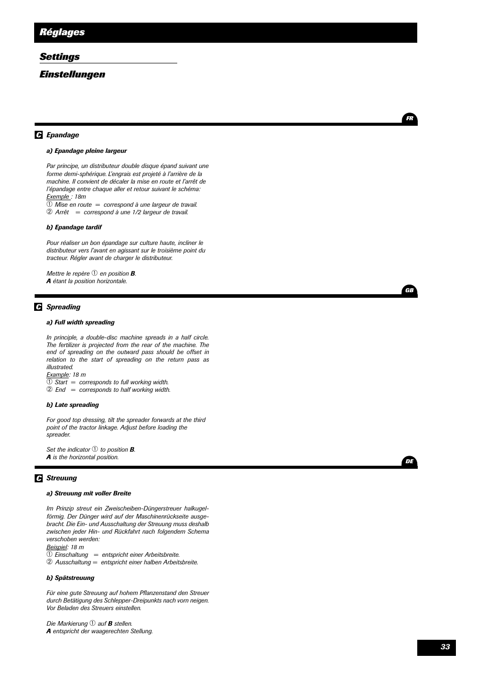 Réglages settings einstellungen | Sulky DRC User Manual | Page 35 / 55