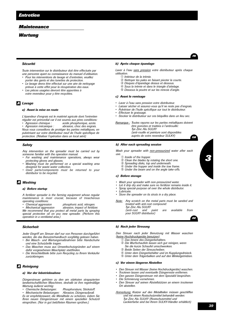 Entretien maintenance wartung | Sulky DRC User Manual | Page 41 / 55