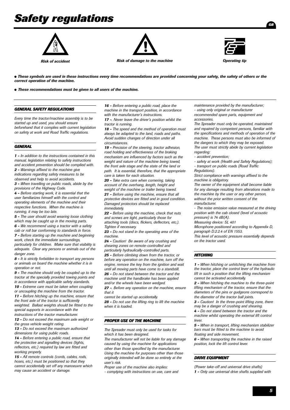 Safety regulations | Sulky DRC User Manual | Page 7 / 55