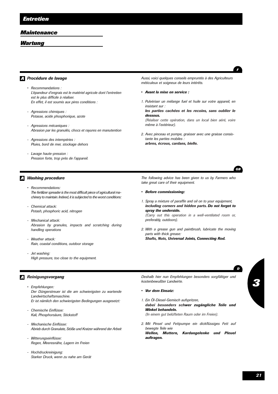 Entretien maintenance wartung | Sulky Monorotor R 400 User Manual | Page 22 / 26