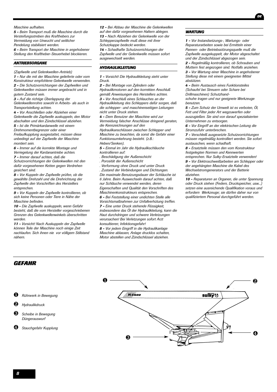 Gefahr | Sulky Monorotor C User Manual | Page 10 / 31